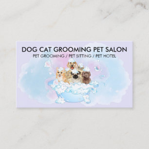 Carte De Visite Toiletteur pour chiens et chats rose violet bleu
