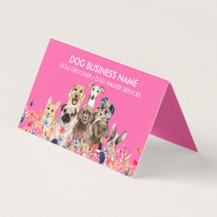Carte De Visite Toiletteur pour chiens Garde d'animaux Rose Néon