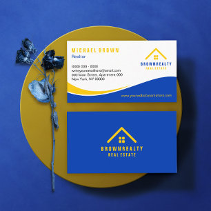 Carte De Visite Toit et logo de fenêtre classe jaune bleu Location
