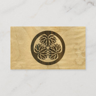 Carte De Visite Tokugawa Aoi Mon Japonais Famille Crest Bois Venee