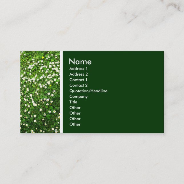 Carte De Visite Tonalité texturale (Pelouse marguerite) Vert foncé (Devant)