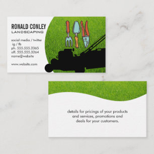 Carte De Visite tondeuse   Logo Outils de jardinage