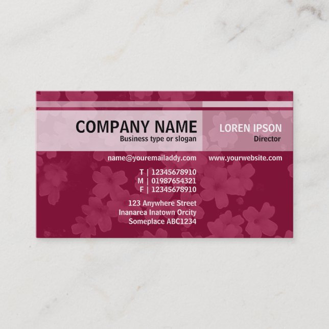 Carte De Visite Tons Alternatifs - Fleurs - Maroon Crimson (Devant)