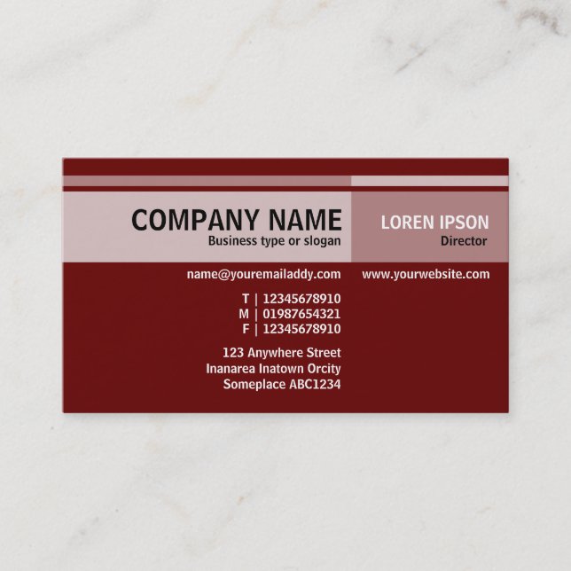 Carte De Visite Tons alternatifs - rouge foncé foncé (660000) (Devant)