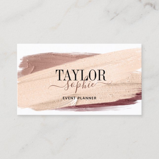Carte De Visite tons terre moderne brush strokies élégant chic (Devant)