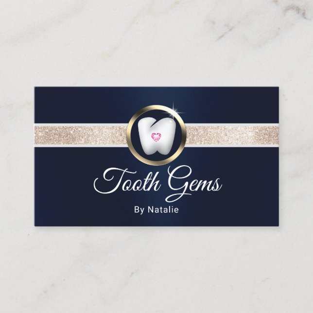 Carte De Visite Tooth Gems Modern Marine Dental Beauté Salon (Devant)