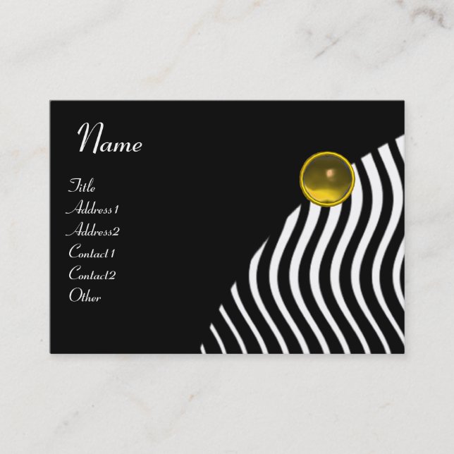 Carte De Visite TOPAZ DE MONOGRAMME AUX VAGUES ÉLÉGANTES, noir et  (Devant)