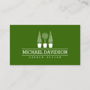 Carte De Visite Topiary Trio Gardener Paysage Vert/Blanc II