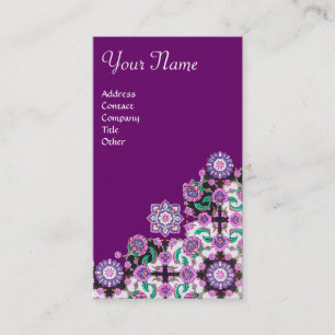 CARTE DE VISITE TOPKAPI, FLEURS ORIENTALES VERTES ROSES FLORALES