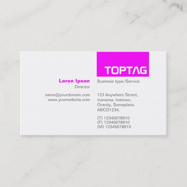 Carte De Visite TopTag v2 - Magenta (Devant)