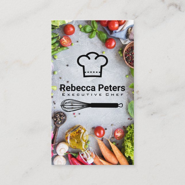 Carte De Visite Toque | Whisk | Légumes frais (Devant)