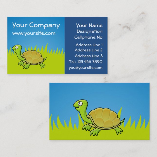 Carte De Visite Tortue caricaturale (Devant / Derrière)
