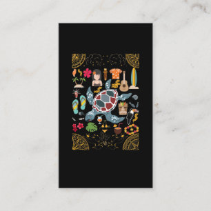 Carte De Visite Tortue de mer Masque Tiki Aloha Été Plage Ukulele 