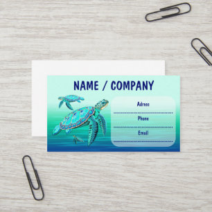 Carte De Visite Tortue de mer Turquoise Vie océanique