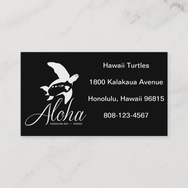 Carte De Visite Tortue d'Hawaï Honu (Devant)