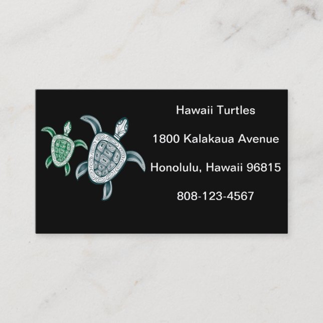 Carte De Visite Tortue verte d'Hawaii (Devant)