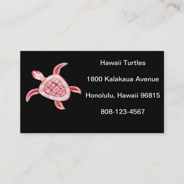 Carte De Visite Tortue verte d'Hawaii (Devant)