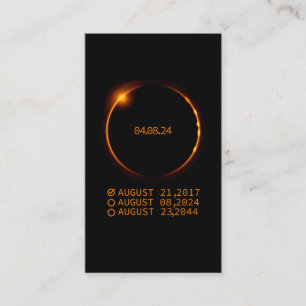 Carte De Visite Total Solaire Eclipse 8 avril 2024 Liste de vérifi