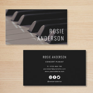Carte De Visite Touches de piano Simple Minimaliste Professionnel