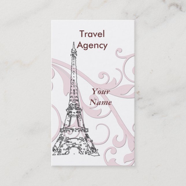 Carte De Visite Tour Eiffel et rouleau rose (Devant)