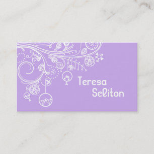 Carte De Visite Tourbillons et oiseaux floraux modernes violet