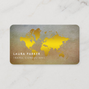 Carte De Visite Tourisme d'or d'aquarelle d'agent de voyage de