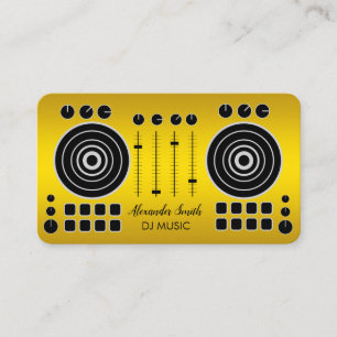 Carte De Visite Tourne-disque de musique Black and Gold DJ Player 