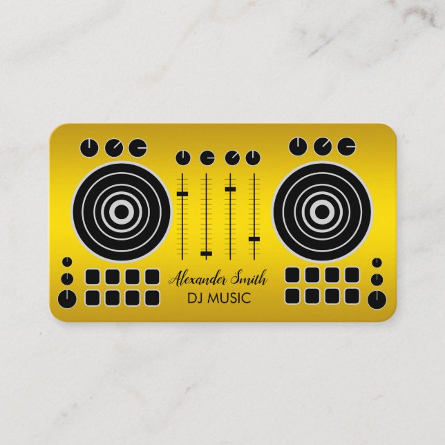 Carte De Visite Tourne-disque de musique Black and Gold DJ Player  (Devant)