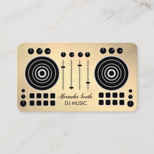 Carte De Visite Tourne-disque de musique Black and Gold DJ Player  (Devant)