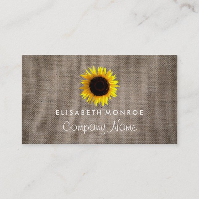 Carte De Visite Tournesol et burlap, fleuriste (Devant)