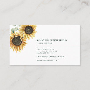 Carte De Visite Tournesol Eucalyptus Aquarelle Professionnel