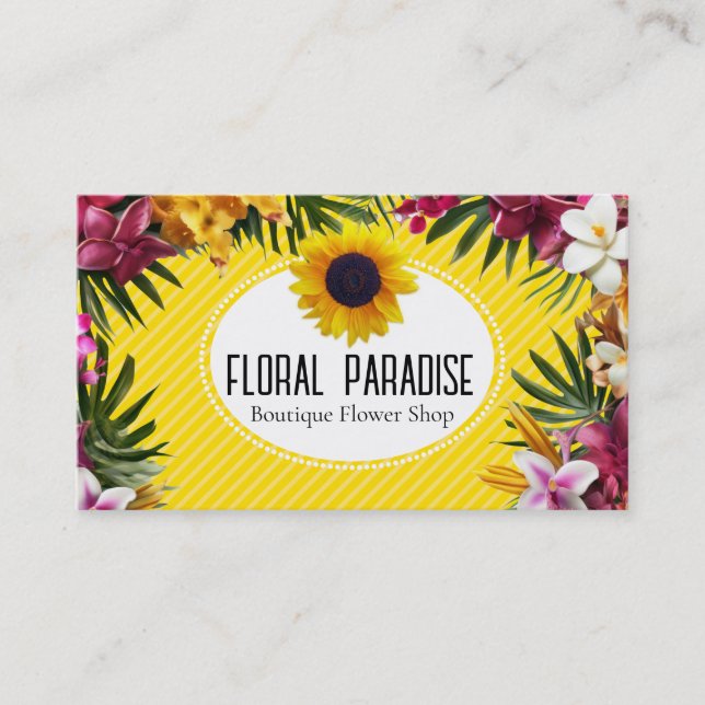 Carte De Visite Tournesol | Fleurs tropicales (Devant)