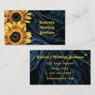 Carte De Visite Tournesol Jaune Russe Denim Blue Jeans