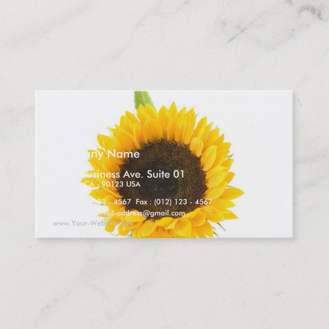 Carte De Visite Tournesol sur l'arrière - plan blanc (Devant)