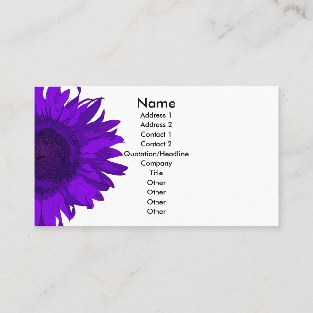 Carte De Visite Tournesol violet blanc (Devant)