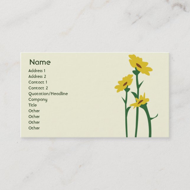 Carte De Visite Tournesols - affaires (Devant)