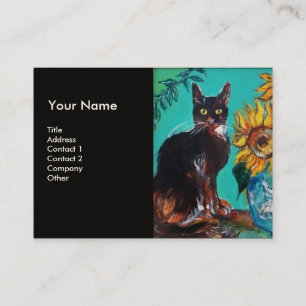 CARTE DE VISITE TOURNESOLS AVEC LE CAT