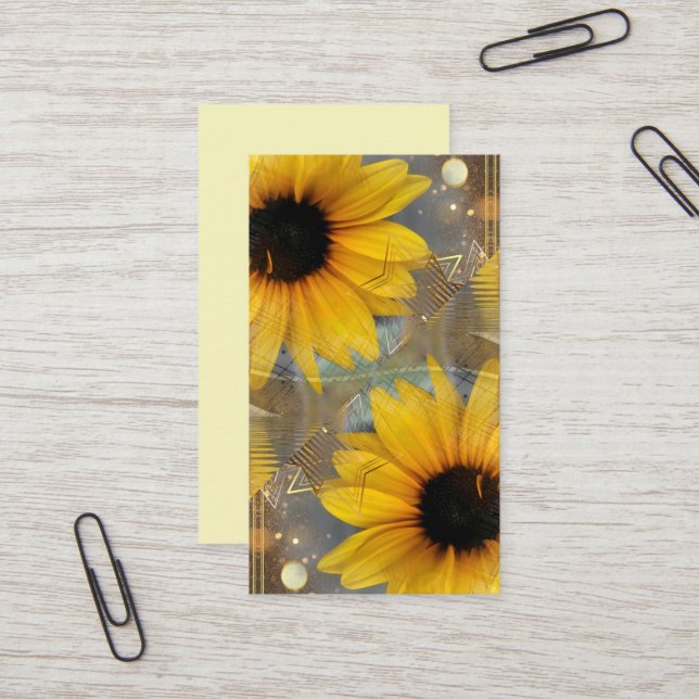 Carte De Visite Tournesols et étoiles (Devant/Arrière en situation)