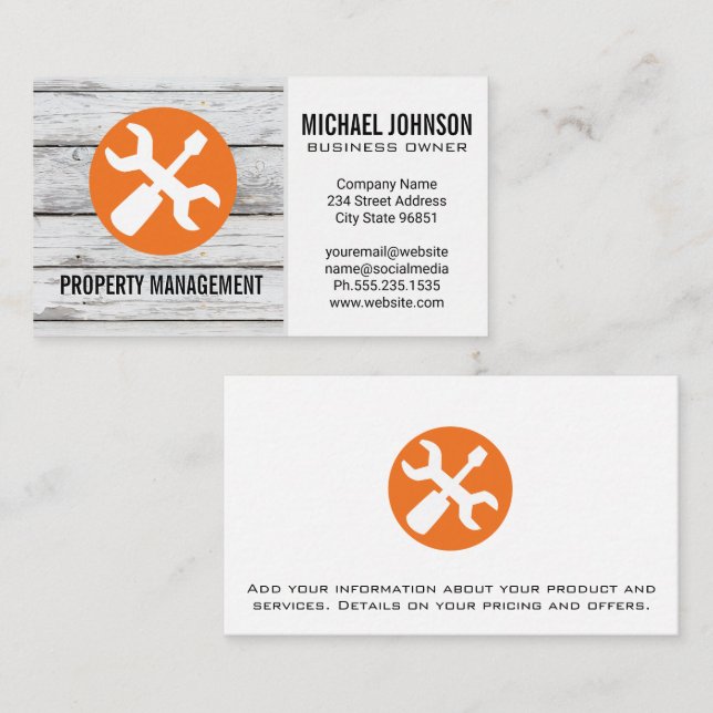 Carte De Visite Tournevis à clé | Bois (Devant / Derrière)