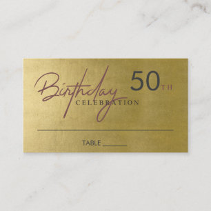 CARTE DE VISITE TOUT ÂGE SIMPLE ÉLÉGANT FAUX OR LIEU D'ANNIVERSAIR