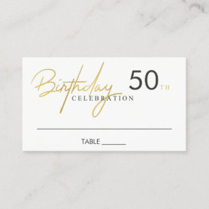 CARTE DE VISITE TOUT ÂGE SIMPLE ÉLÉGANT FAUX OR LIEU D'ANNIVERSAIR