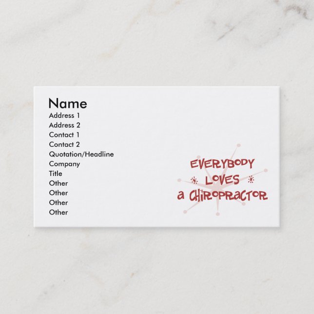 Carte De Visite Tout le monde aime un chiroprakteur (Devant)