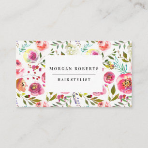 Carte De Visite Toute Profession Pink Tropical Peach Flowers