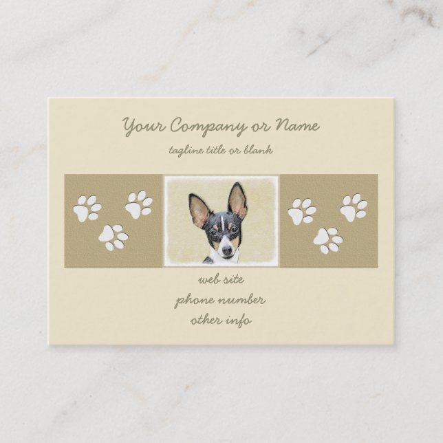 Carte De Visite Toy Fox Terrier Peinture - Cute Original Chien Art (Devant)