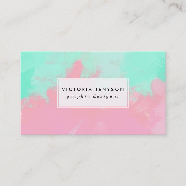 Carte De Visite Traçages roses verts en bon état lumineux (Devant)