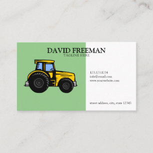 Carte De Visite Tracteur de ferme vert simple et blanc
