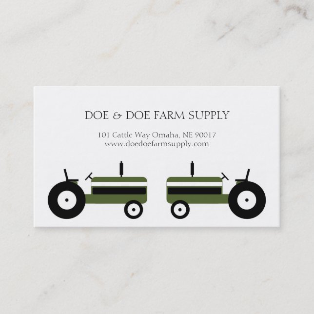 Carte De Visite Tracteur de vert d'agriculture d'approvisionnement (Devant)