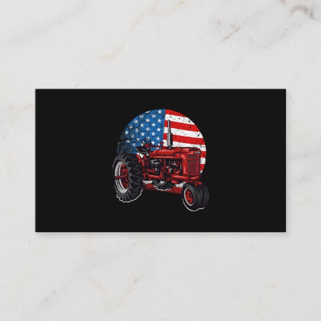 Carte De Visite Tracteur patriotique américain Drapeau Chemise fer (Devant)