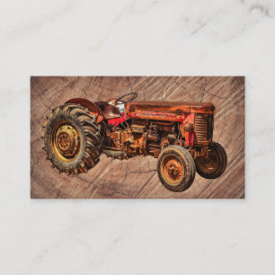 Carte De Visite Tracteur rouge antique