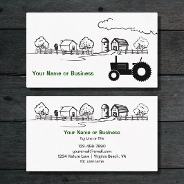Carte De Visite Tracteur Silhouette et ferme de campagne mignonne